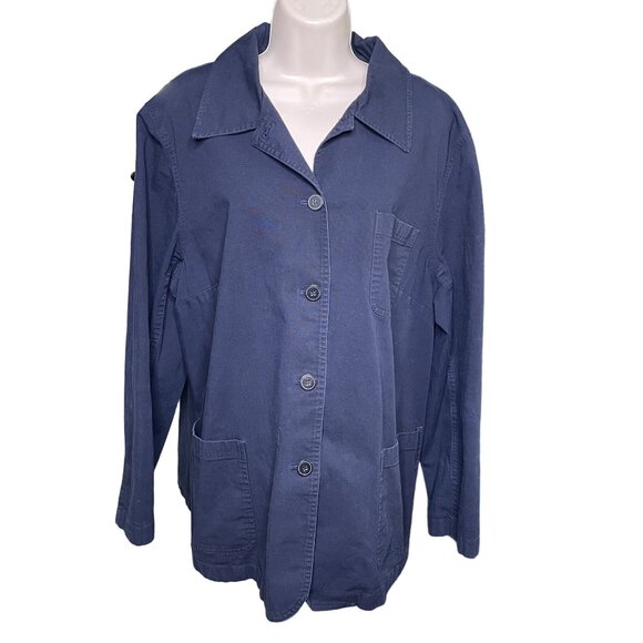 Womens Dark Blue Blazer Emma James  Woman Plus Size 16 W Pockets u - Picture 1 of 7